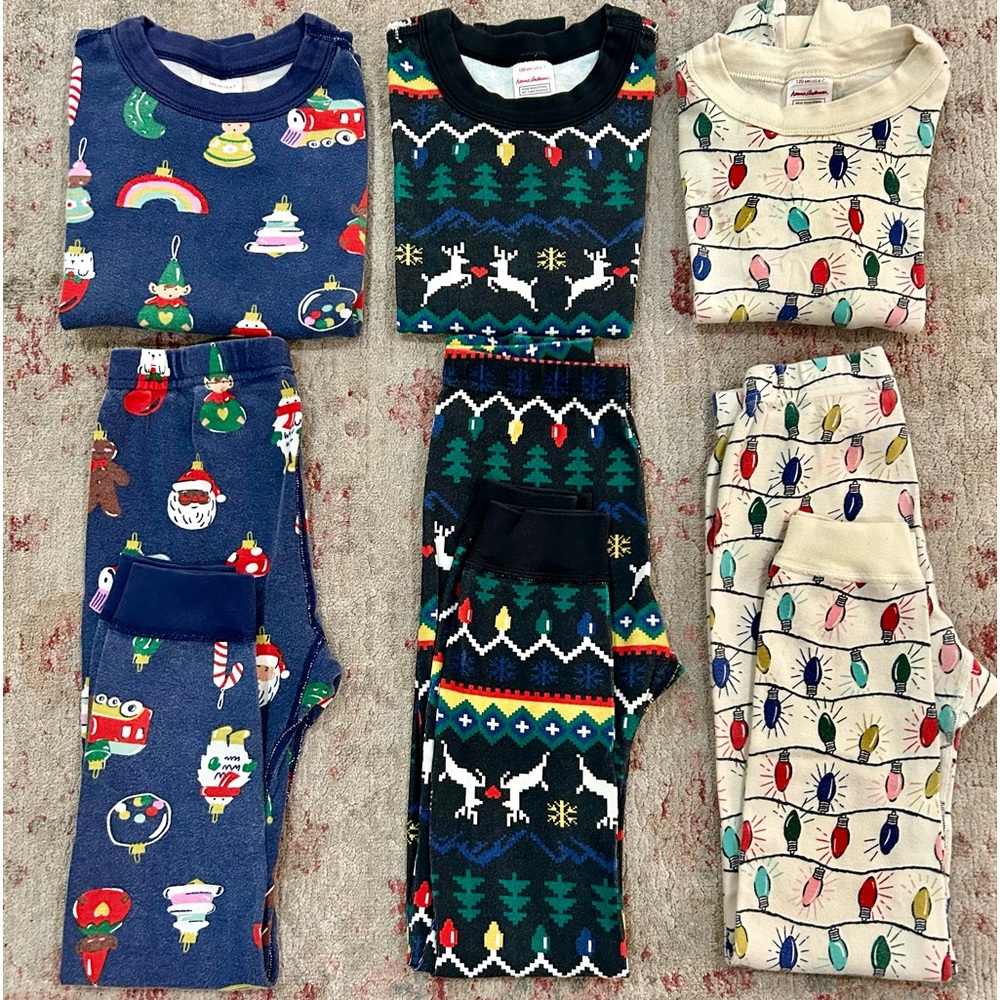 3 Pairs Hanna Anderson Christmas PJs size 6-7